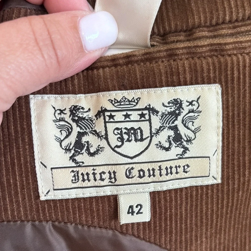 Juicy Couture Mens Vintage Corduroy Blazer Jacket Size 42 Brown Elbow Patches